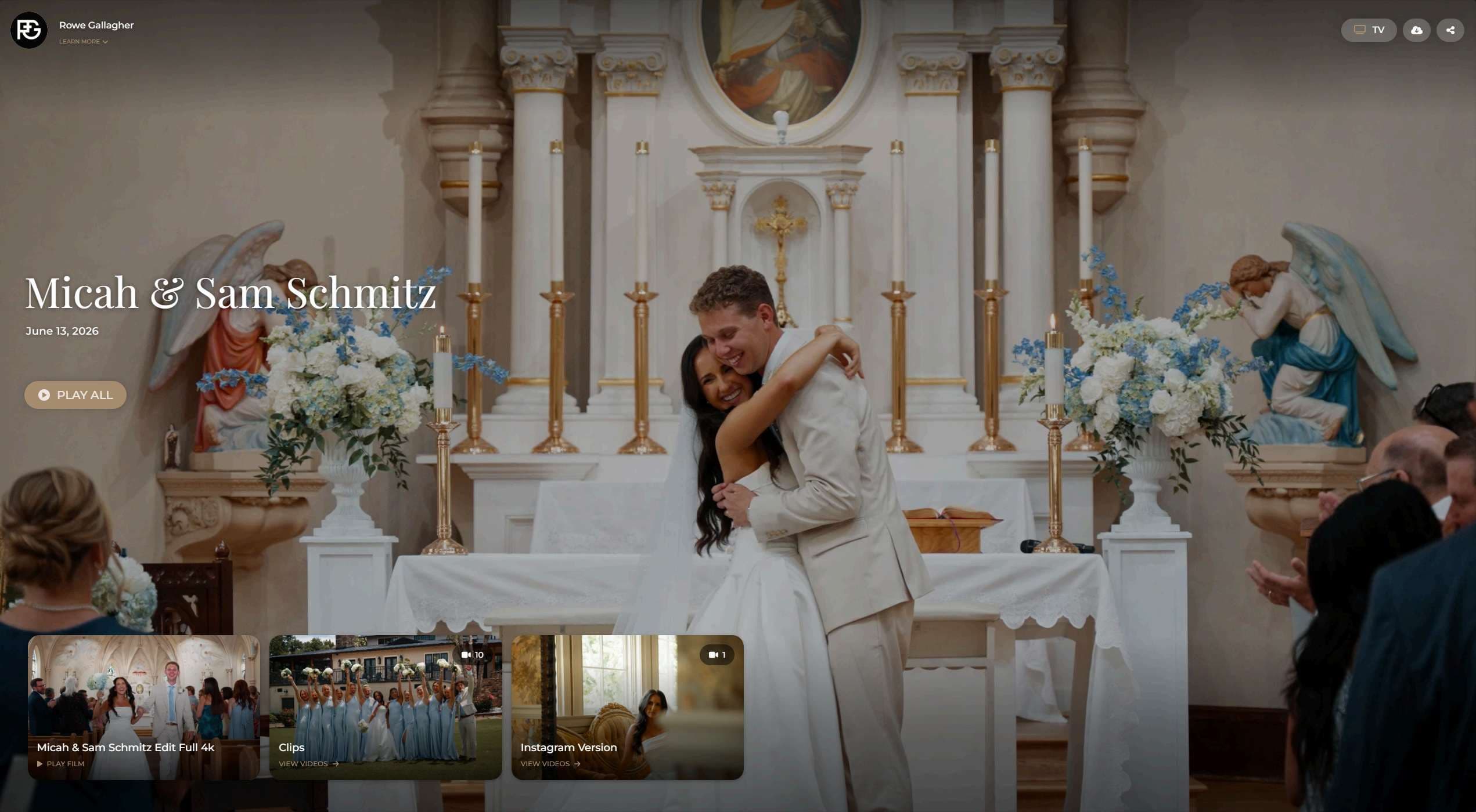 A private film gallery: Micah & Sam Schmitz, June 13, 2026, with the full film, clips, and the phone version