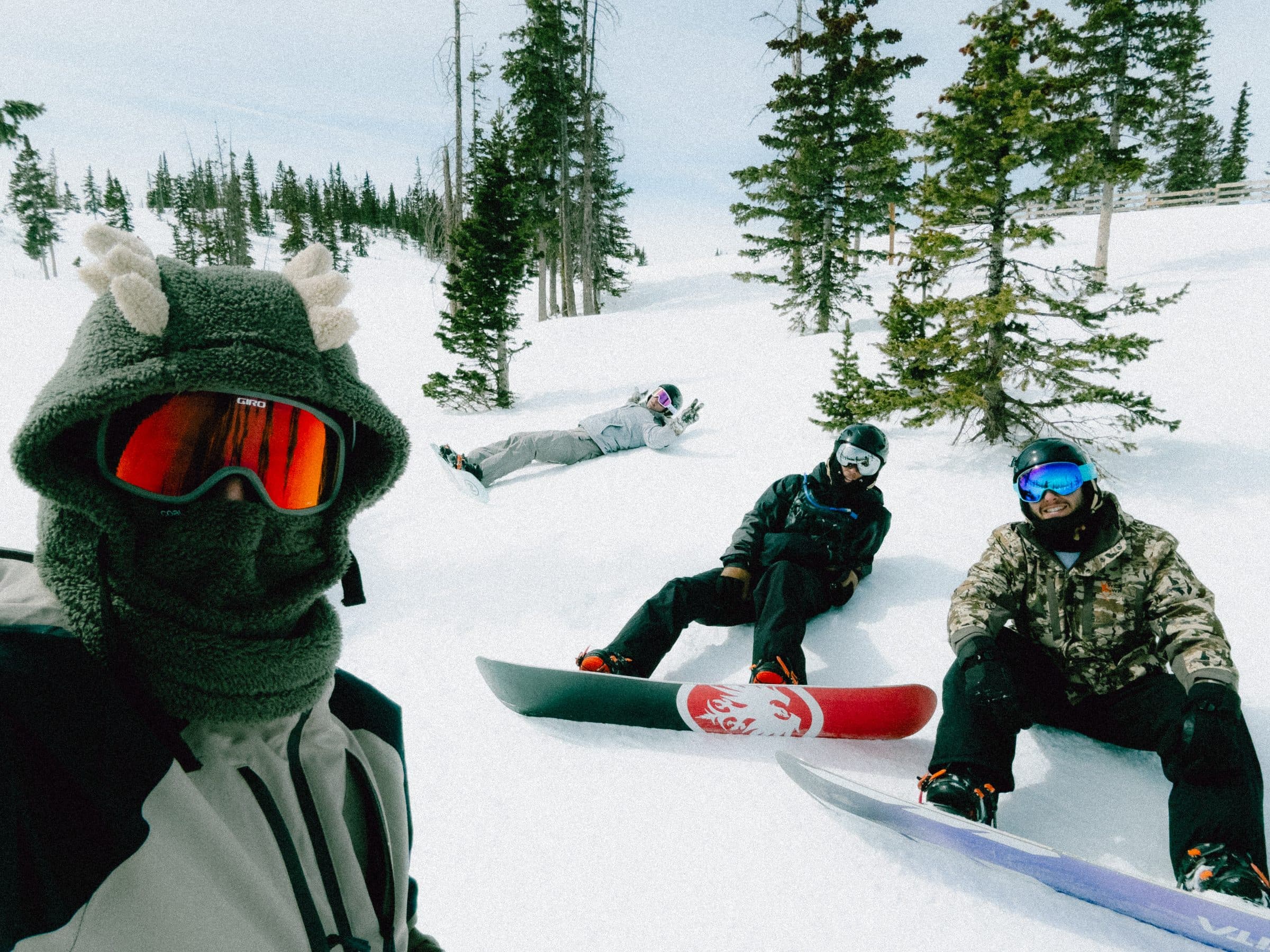 Rowe and friends on a snowboarding trip